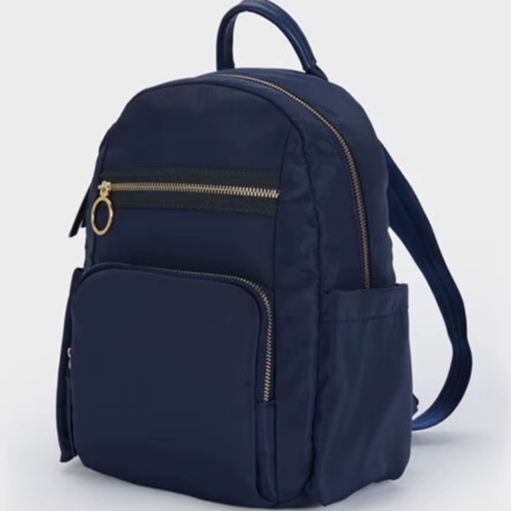 Parfois Blue Nylon Travel School Casual Lightweight Minimalist Backpack Unisex